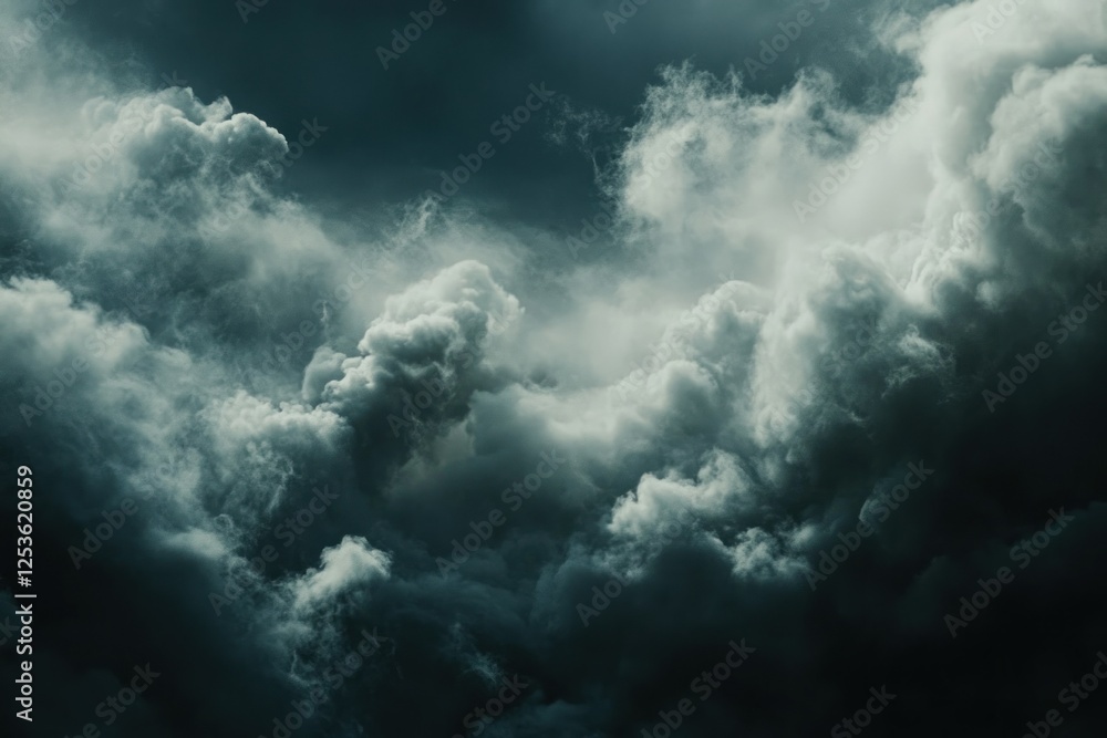 Fototapeta premium Dark and Dramatic Clouds Overcast Sky with Swirling Stormy Weather Background