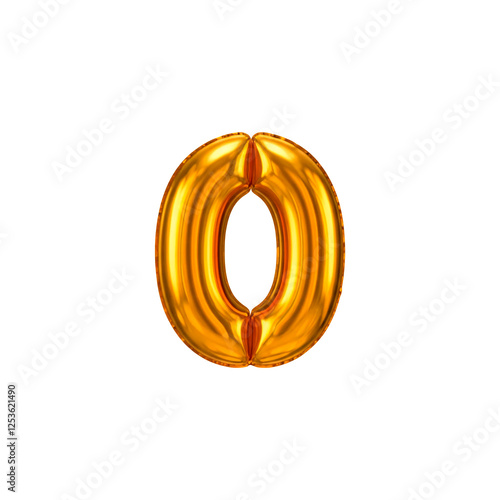 Balão de festa dourado com forma de número 0