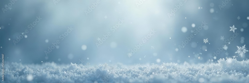 Naklejka premium Grey sky with intricate snowflakes drifting lazily through the air, delicate, airy, soft
