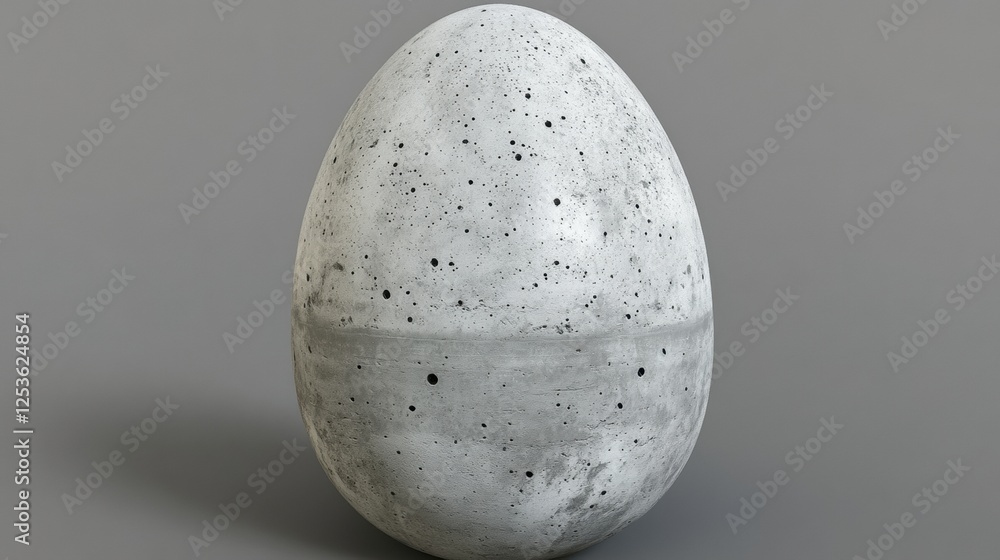 Concrete Egg Sculpture with Smooth Texture and Neutral Gray Color in Minimalist Design Concrete Egg Sculpture with Smooth Texture and Neutral Gray Color in Minimalist Design