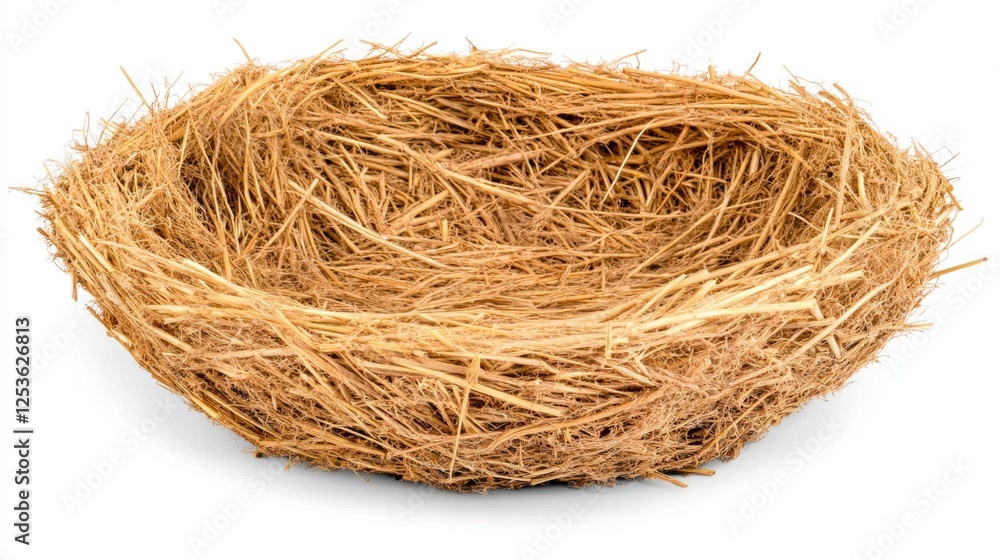 Empty Nest Made of Dried Straw on White Background Creating a Natural Minimalist Aesthetic Empty Nest Made of Dried Straw on White Background Creating a Natural Minimalist Aesthetic