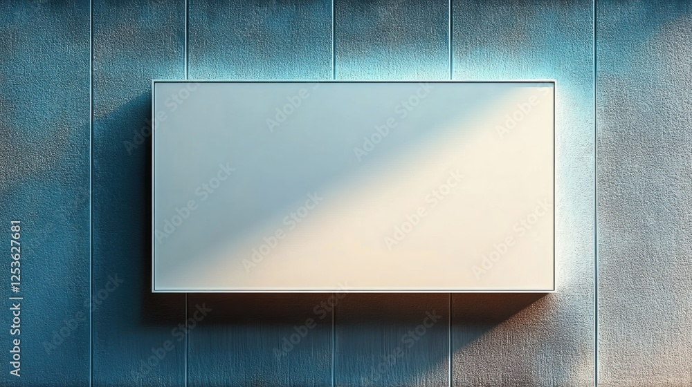 Softly Textured Blank Billboard Mounted on Wall with Soft Lighting Softly Textured Blank Billboard Mounted on Wall with Soft Lighting