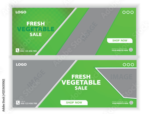 Flat design supermarket facebook cover template