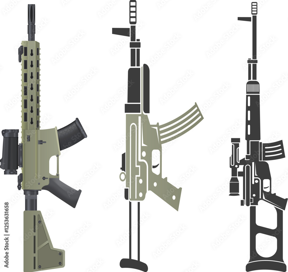 Naklejka premium Black Rifle Outline Vector Clipart