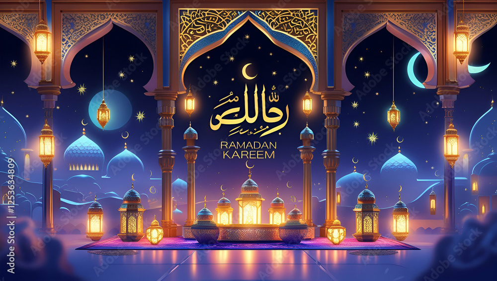 Obraz premium ramadan Kareem copy space background illustration. generative Ai