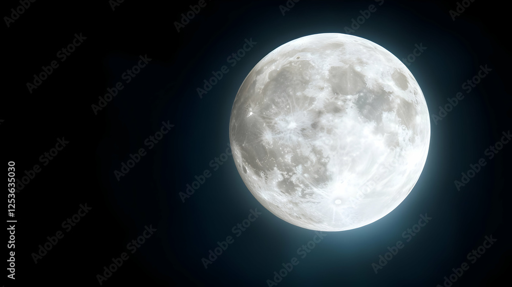 Fototapeta premium Full moon night sky celestial body, dark background, space exploration