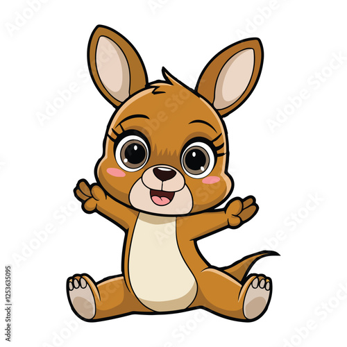  Cute baby Kangaroo with  white background