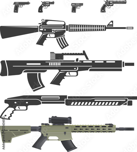 Modern Tactical Rifle Vector Illustration