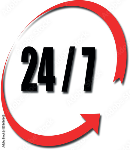 24/7 Hours Icon Vector