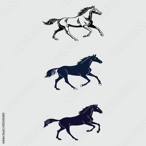 horse galloping silhouette vector design art and illustration