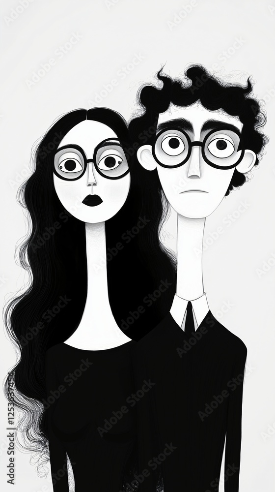 Fototapeta premium Illustration of cartoon couple 