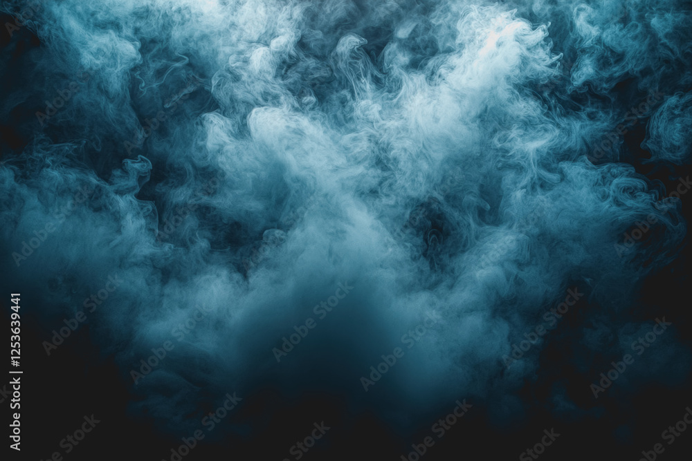 Blue smoke swirling on a black background creating an abstract and dramatic visual effect Blue smoke swirling on a black background creating an abstract and dramatic visual effect