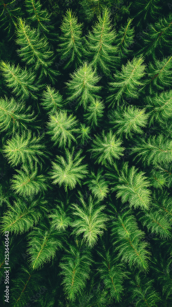 Top-down View of Lush Green Pine Tree Foliage in a Forest Top-down View of Lush Green Pine Tree Foliage in a Forest