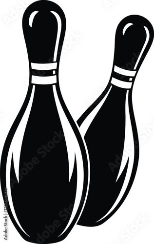 Plastic skittle of toy bowling isolated vector illustration, plastic skittle of toy bowling silhouette and line art vector