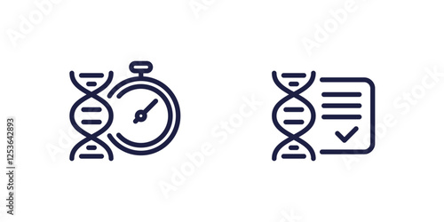 fast dna test line icons, genetic testing vector