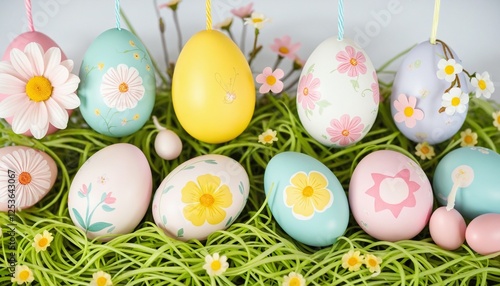 Spring Celebrations: Beautiful Pastel Eggs and Themed Decor for Easter photo