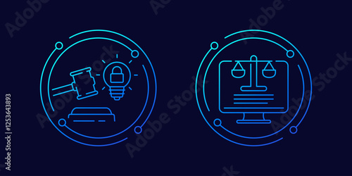 patent court icons, linear design