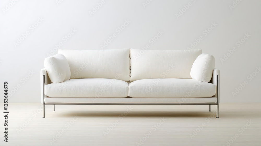 Obraz premium Modern White Sofa with Metal Frame