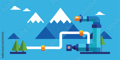 Low Poly Petroleum Gas Pipeline – Petrochemical Finance and Ecology Concept Illustration

