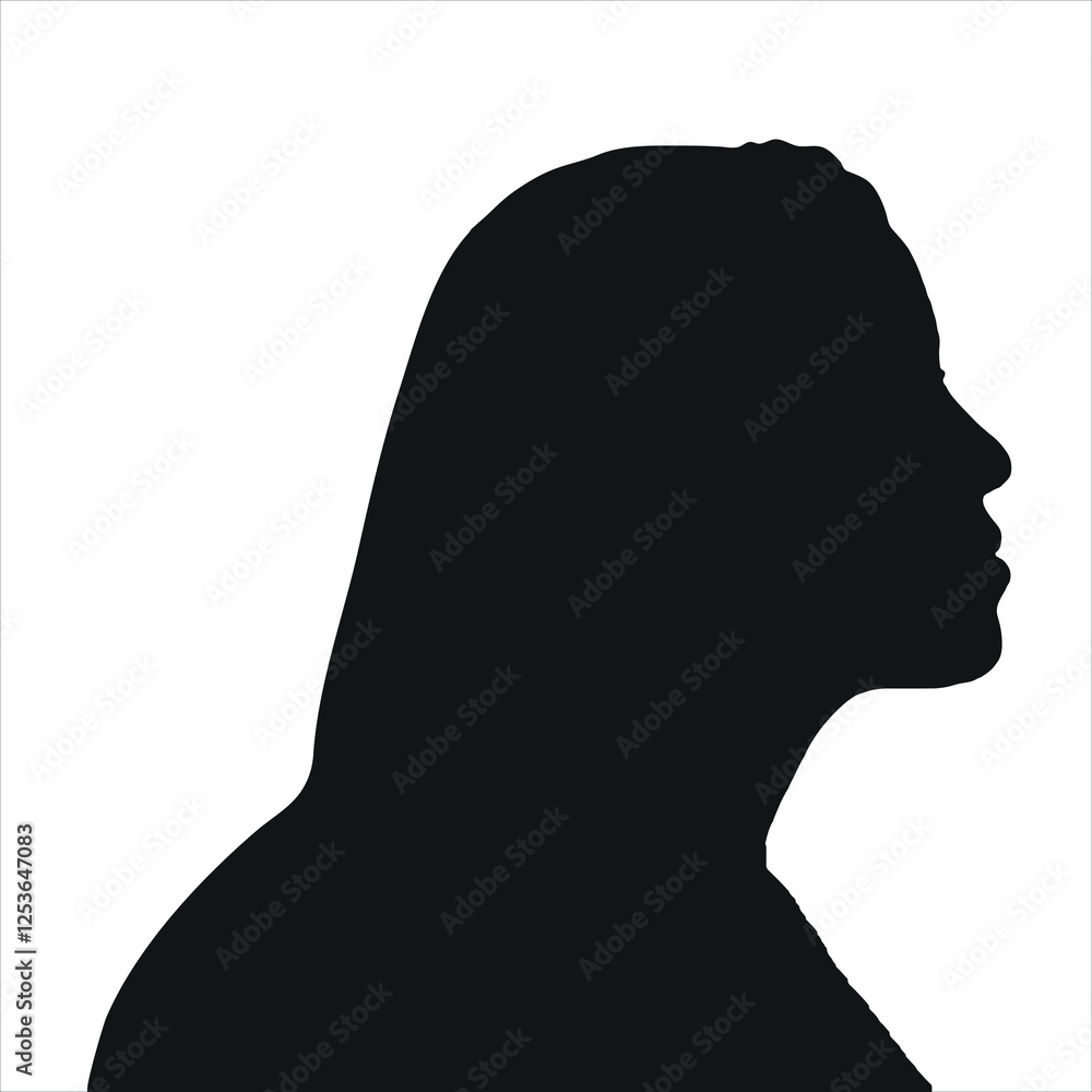 Women silhouette. Female head. head icon. Black head icon. Female profile icon. Silhouette head icon for profile. Women silhouette. Female head. head icon. Black head icon. Female profile icon. Silhouette head icon for profile.