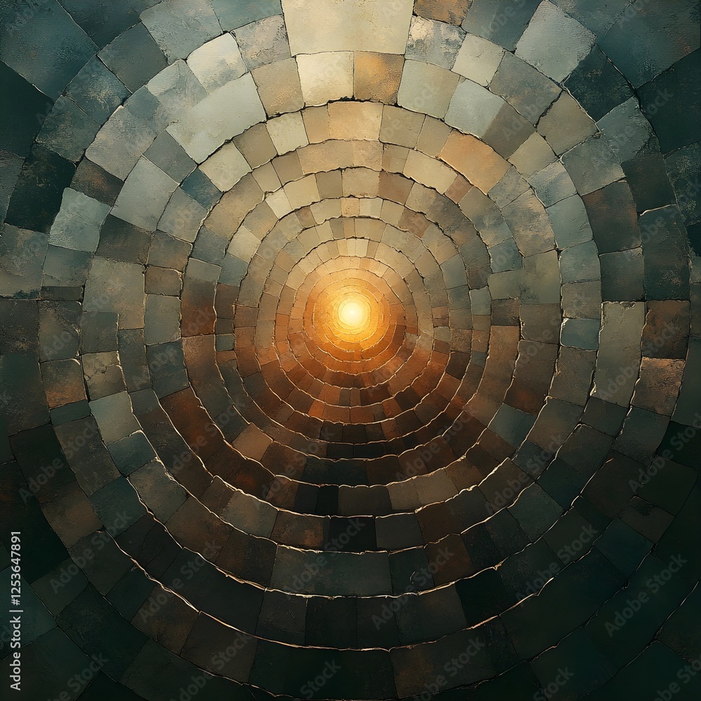 A circular mandala composed only of overlapping circles in warm neutral tones. A circular mandala composed only of overlapping circles in warm neutral tones.