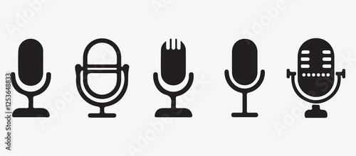 Music Microphone Icon – Black & White Vector for Audio and Live Shows