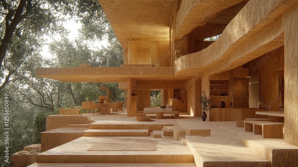 Modern Wooden Architecture Integrated with Nature Surrounded by Trees and Natural Light