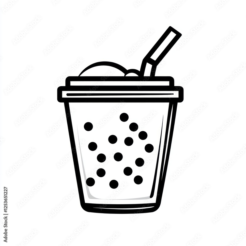 Stylized Drink with Boba, Simple graphic of a bubble tea cup. Possible use Stock photo for social media or design templates Stylized Drink with Boba, Simple graphic of a bubble tea cup. Possible use Stock photo for social media or design templates