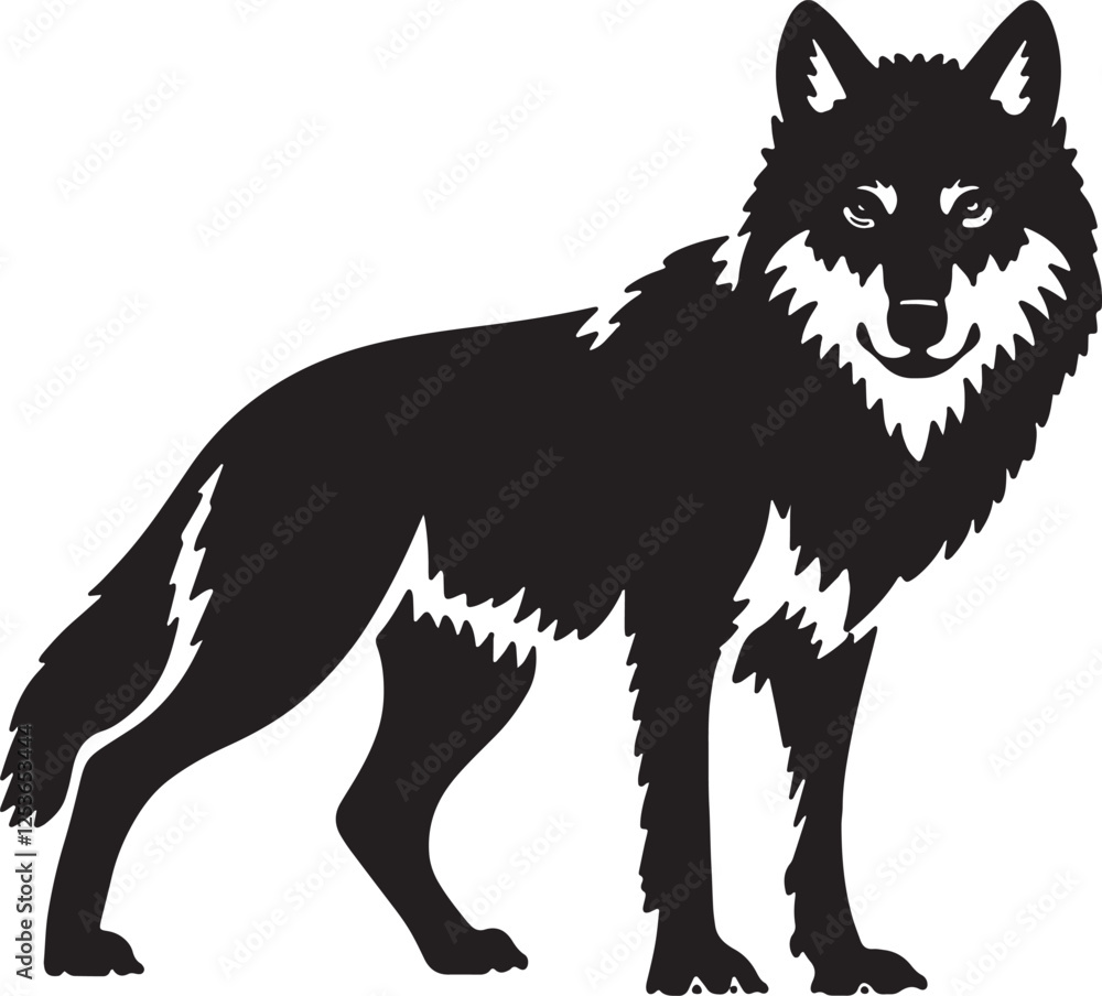 Obraz premium Wolf Silhouette on white background