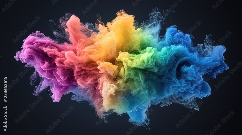 Fototapeta premium Abstract Rainbow Ink Cloud