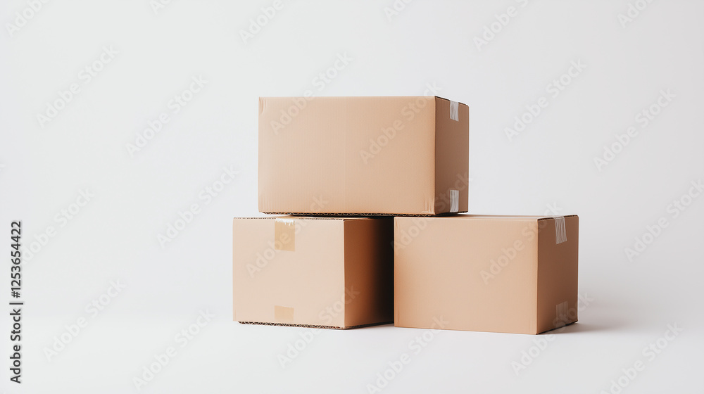 A clean and minimal arrangement of cardboard boxes for delivery A clean and minimal arrangement of cardboard boxes for delivery