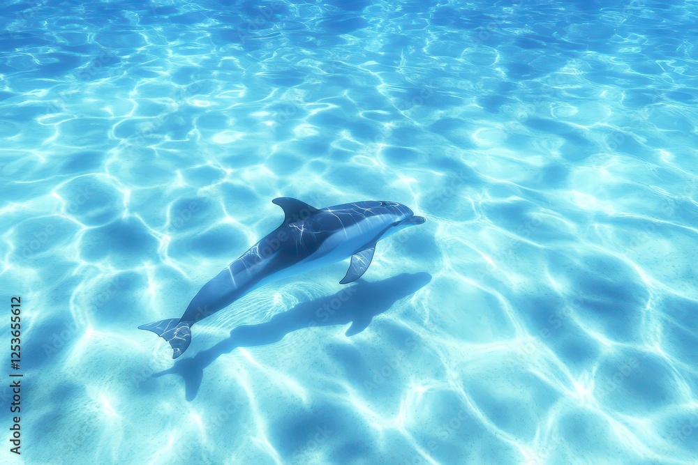 Obraz premium Dolphin Swimming Gracefully in Crystal Clear Tropical Waters
