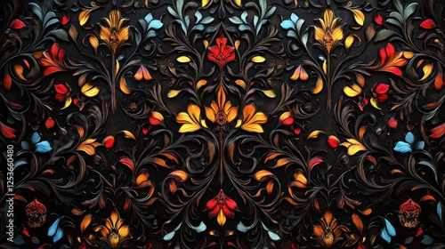 Wallpaper Mural Intricate Floral Carving: A Darkly Elegant Tapestry Torontodigital.ca