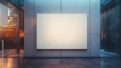 Vertical Blank Billboard Frame in Modern Gallery Space
