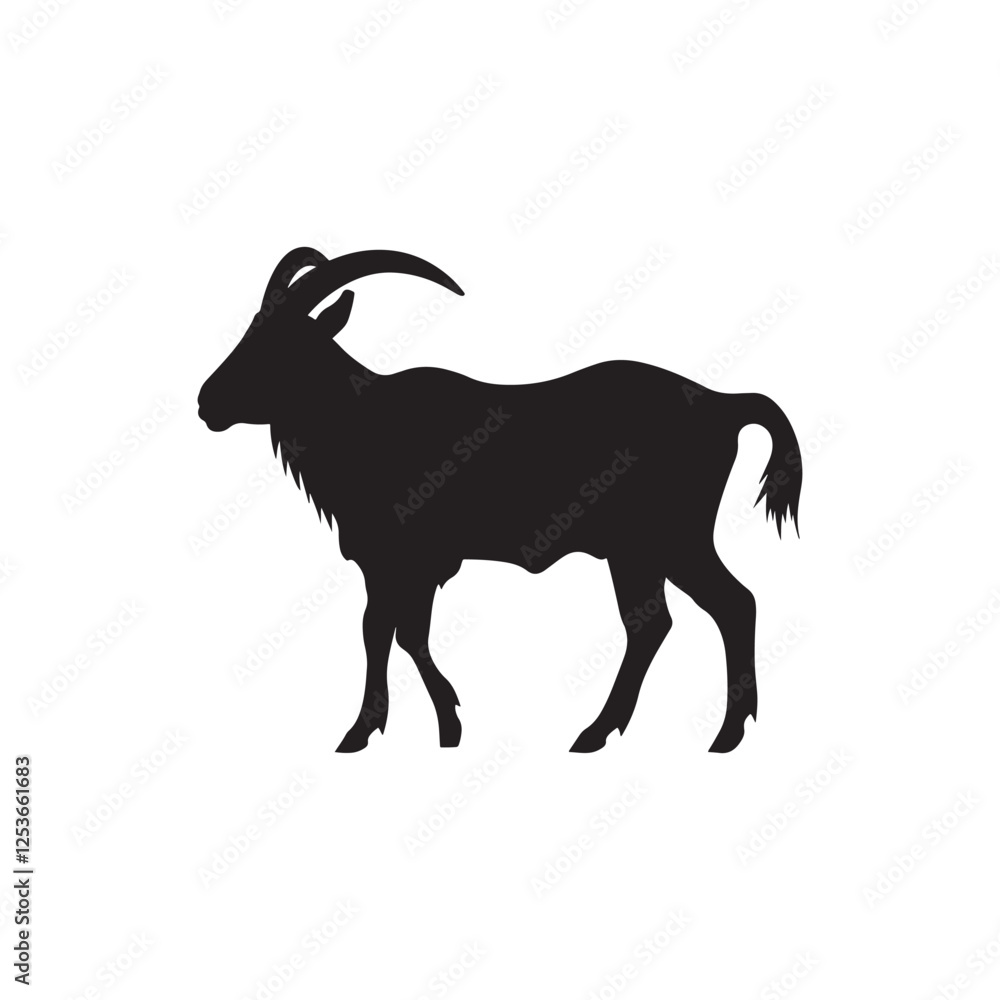 Fototapeta premium vector of black silhouette of goat