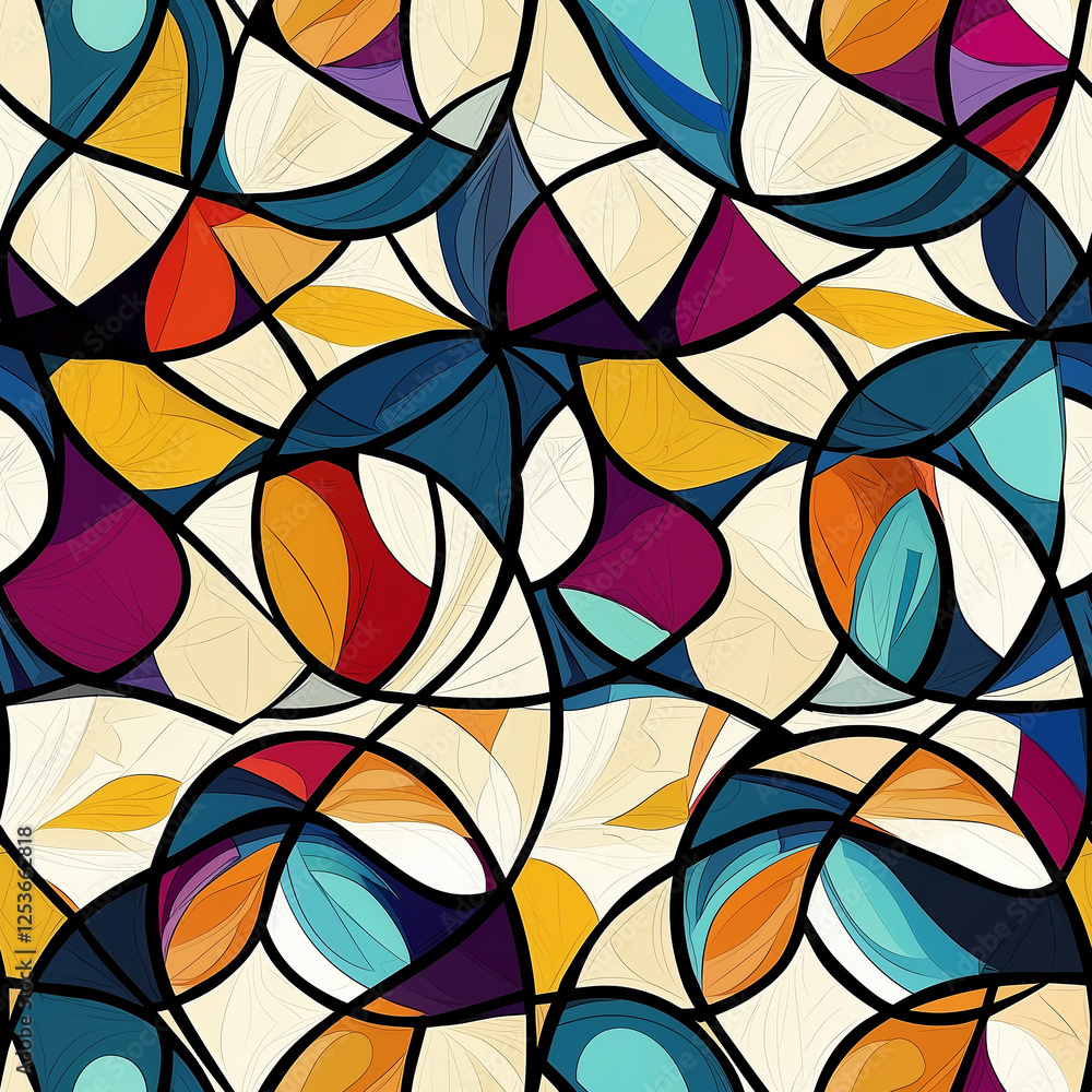 Colorful abstract pattern featuring overlapping shapes and vibrant hues. Colorful abstract pattern featuring overlapping shapes and vibrant hues.