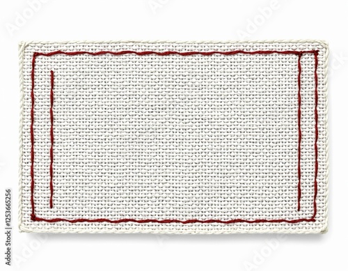 Eco-Friendly Rectangular Fabric Label with Stitched Border for Minimalist Branding and Garment Identification, Isolated on Transparent Background