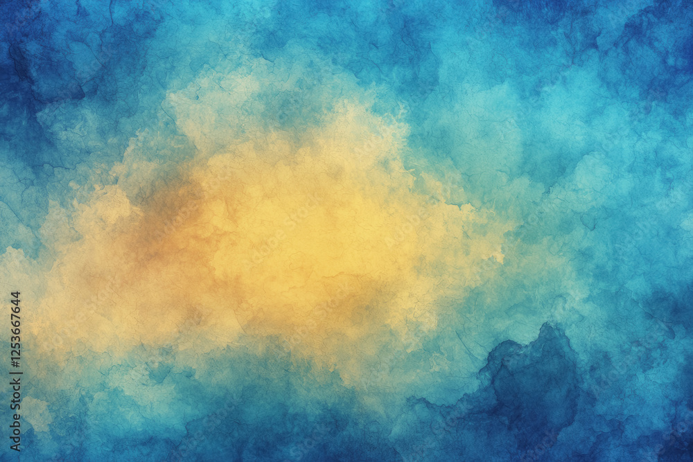 Fototapeta premium Blue and yellow background featuring a bright yellow cloud in a simplistic design