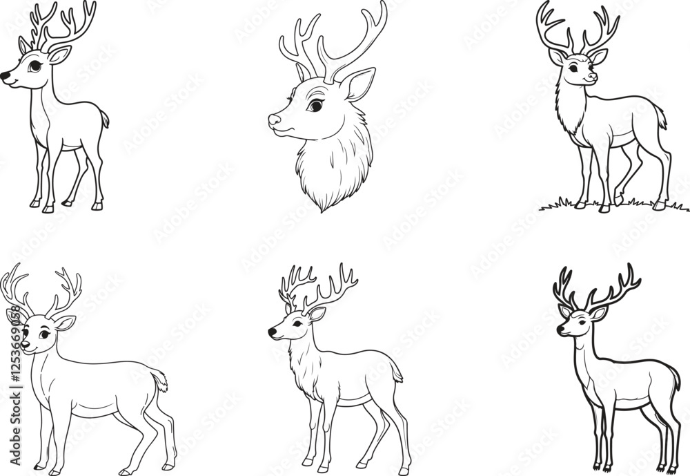 set of deer vector bundle , set of deer shilahoutte on white background set of deer vector bundle , set of deer shilahoutte on white background