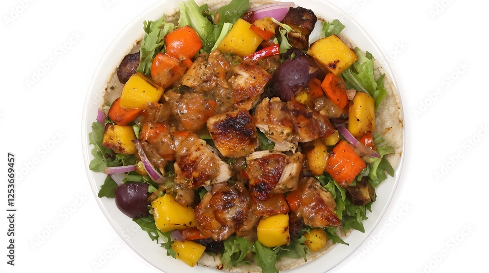 Delicious Grilled Chicken Salad with Mango and Roasted Vegetables Delicious Grilled Chicken Salad with Mango and Roasted Vegetables