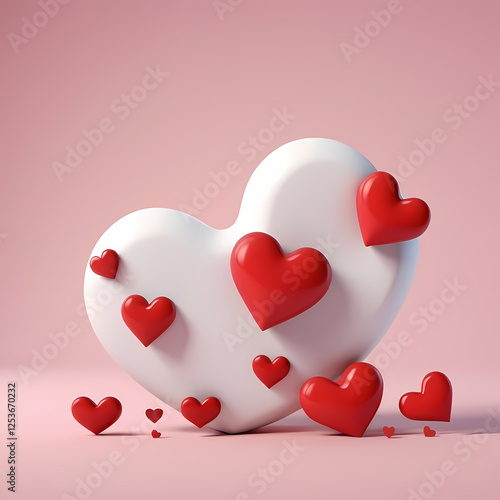 two hearts on white background