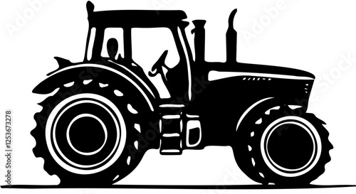 silhouette tractor isolated on white background