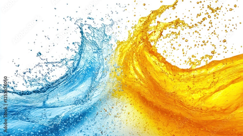 Obraz premium Abstract water splash contrast, vibrant colors, isolated background, artistic composition, for graphic design