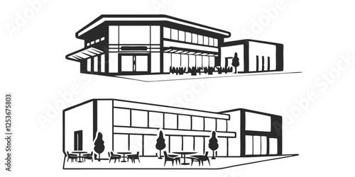 3D Rendering of a Modern Restaurant and Mall – Architectural Visualization

