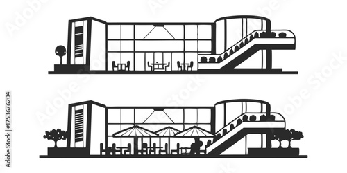 3D Rendering of a Modern Restaurant and Mall – Architectural Visualization

