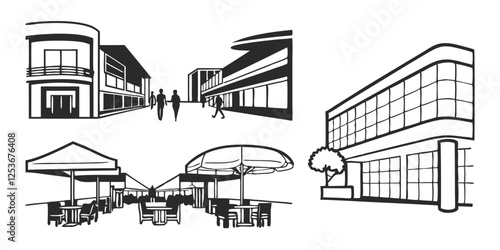 3D Rendering of a Modern Restaurant and Mall – Architectural Visualization

