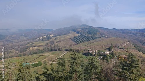 Beautiful panorama from medieval village of Montone in Umbria region, Italy