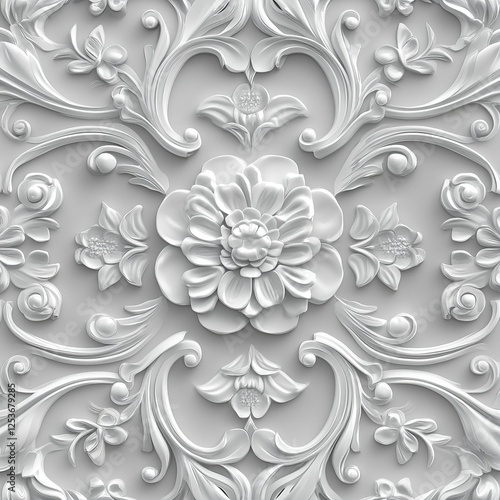 Elegant floral relief design home interior decorative art modern space close-up view aesthetic appeal