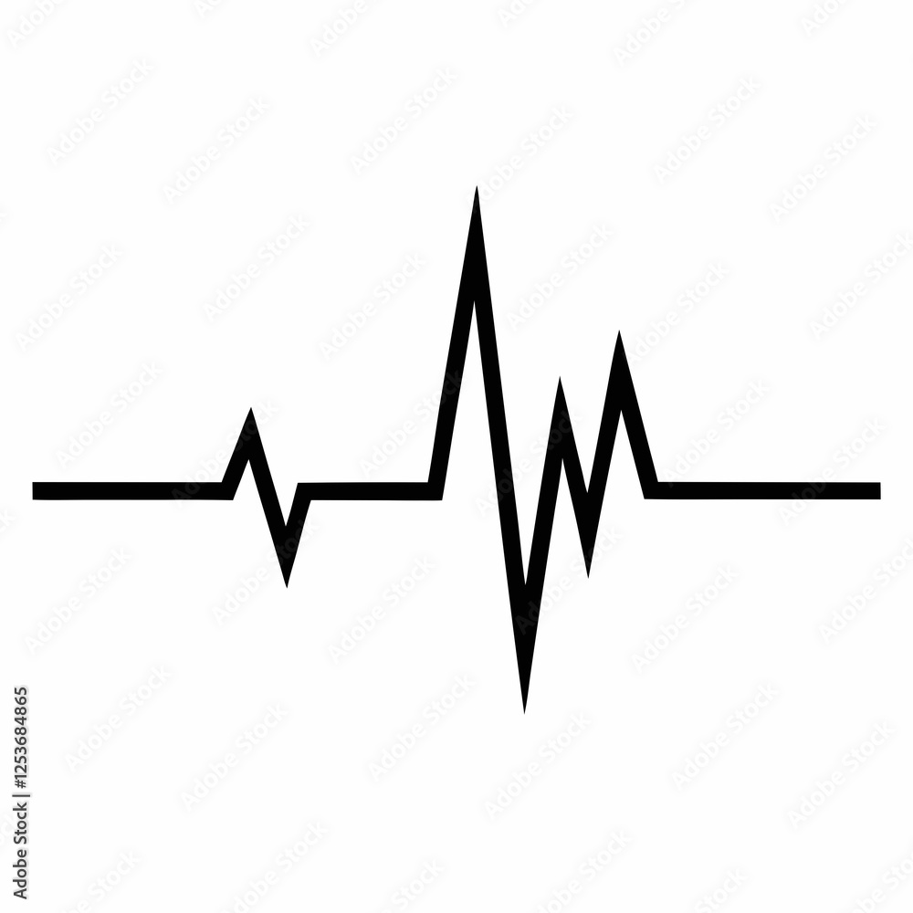 Black Silhouette ECG Heartbeat Line Black Silhouette ECG Heartbeat Line