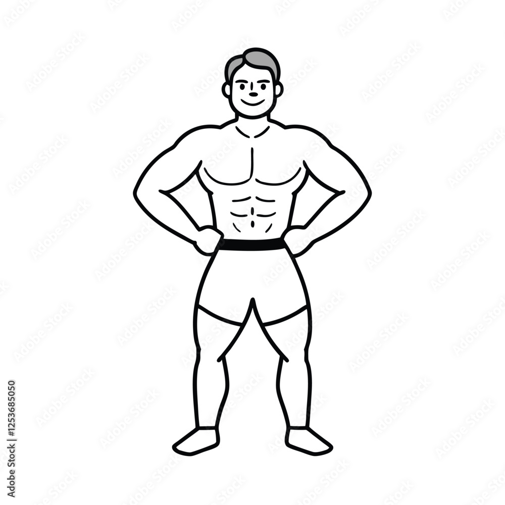 Cartoon Bodybuilder Vector – Muscular Man Flexing Pose Illustration Cartoon Bodybuilder Vector – Muscular Man Flexing Pose Illustration